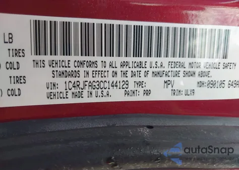 2012 Jeep Grand Cherokee Laredo z USA, uszkodzony, nr VIN 1C4RJFAG3CC144129